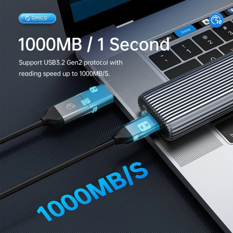Orico външна кутия за диск Storage - Case - M.2 NVMe M-key 10 Gbps, Aluminium - AM2C3-G2-GY, AM2C3-G2-GY-BP