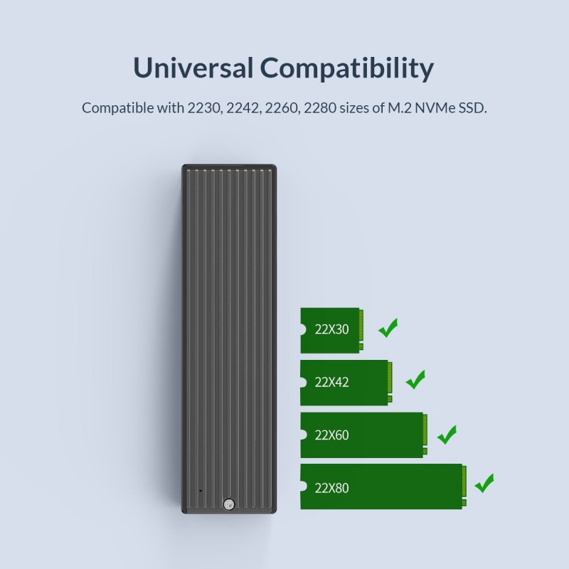 Orico външна кутия за диск Storage - Case - M.2 NVMe M-key 10 Gbps - M2PV-C3-BK-BP-M2PV-C3-BK-EP