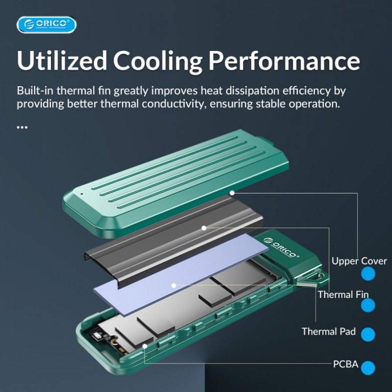 Orico външна кутия за диск Storage - Case - M.2 NVMe M-key 10 Gbps Space Gray - MM2C3-G2-GY, MM2C3-G2-GY-BP