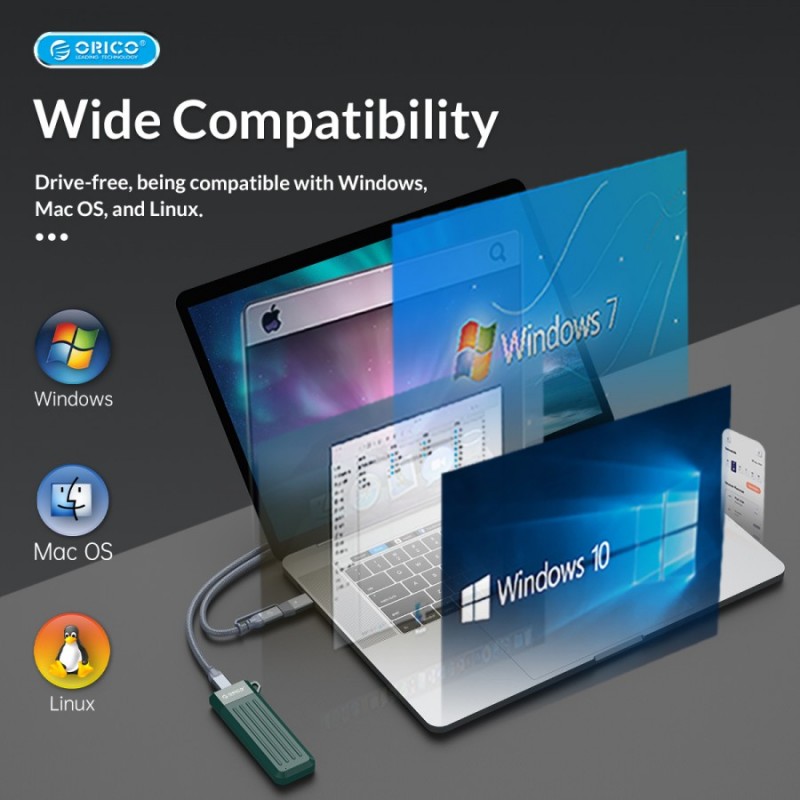 Orico външна кутия за диск Storage - Case - M.2 NVMe M-key 10 Gbps Space Gray - MM2C3-G2-GY, MM2C3-G2-GY-BP