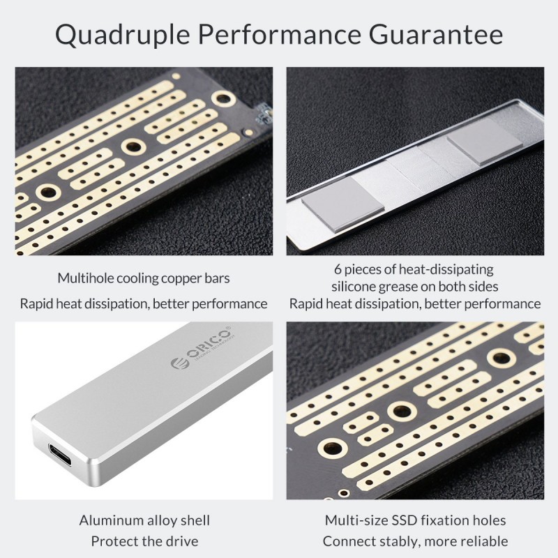 Orico външна кутия за диск Storage - Case - M.2 NVMe M-key 10 Gbps - PCM2-C3-SV, PCM2-C3-SV