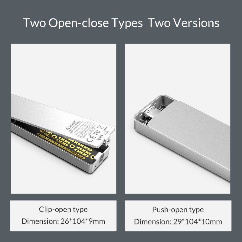 Orico външна кутия за диск Storage - Case - M.2 NVMe M-key 10 Gbps - PCM2-C3-SV, PCM2-C3-SV