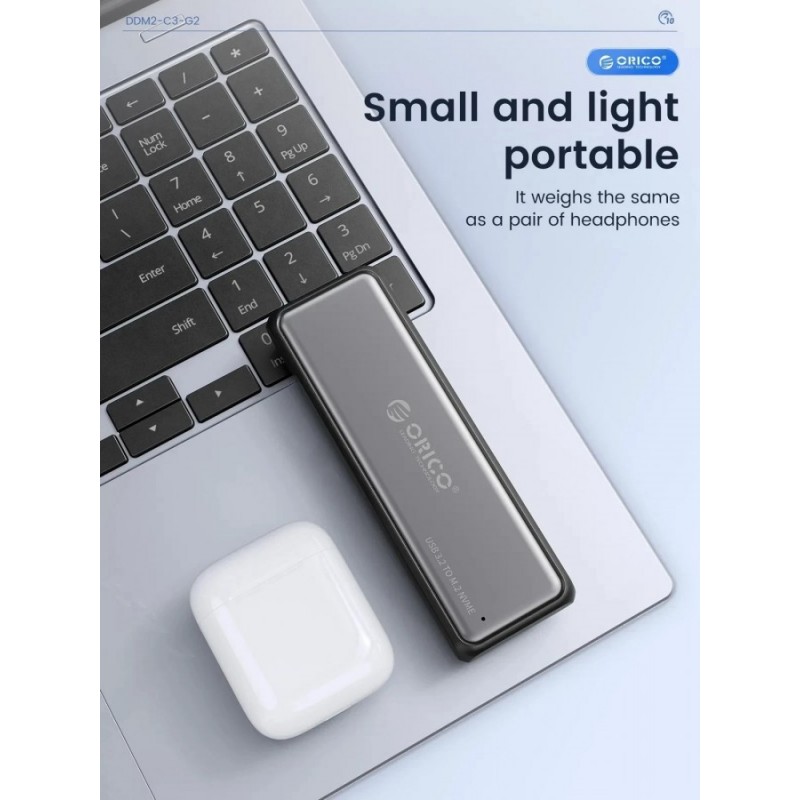 Orico външна кутия за диск Storage - Case - M.2 NVMe/SATA M/B key - USB3.1 Type-C Gen.2 10Gbps - DDNV-C3-G2-BK-BP
