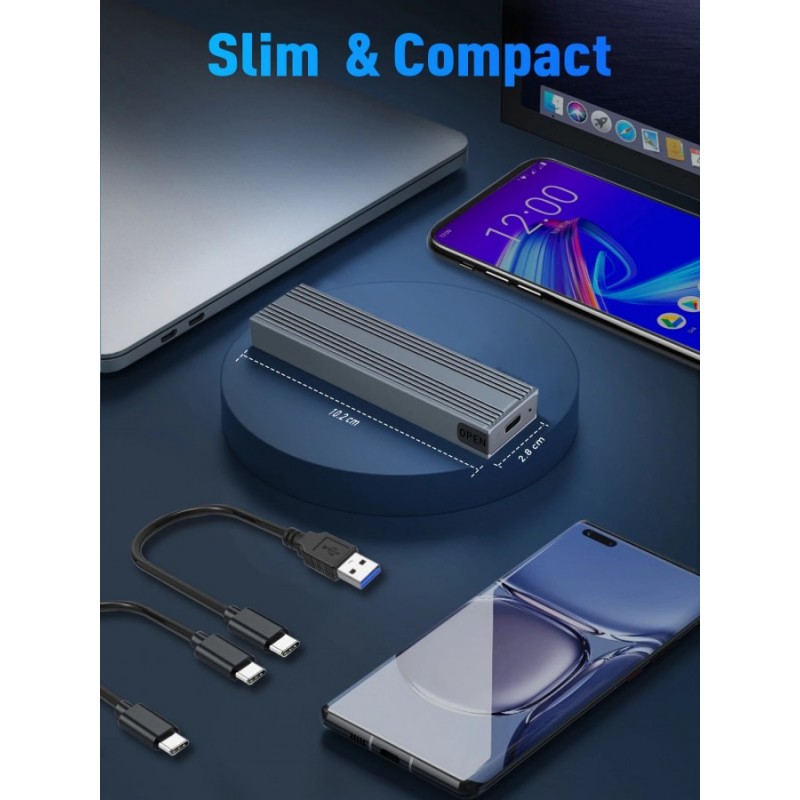 VCom външна кутия за диск Storage Case - M.2 NVMe M/B key - 10Gbps USB3.1 Type-C/A - CU850N, CU850N