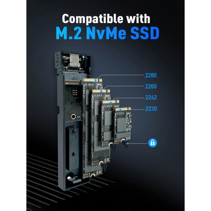 VCom външна кутия за диск Storage Case - M.2 NVMe M/B key - 10Gbps USB3.1 Type-C/A - CU850N, CU850N