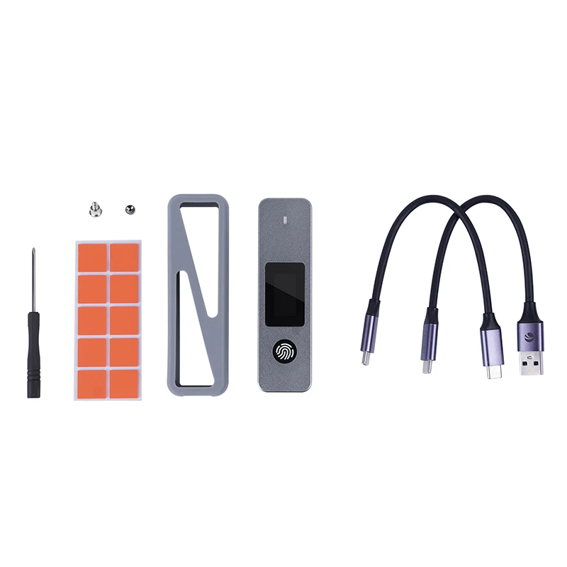 VCom външна кутия за диск Storage - Case - M.2 NVMe/SATA M/B key - USB-C/A Gen.2 10Gbps, Fingerprint Encryption -