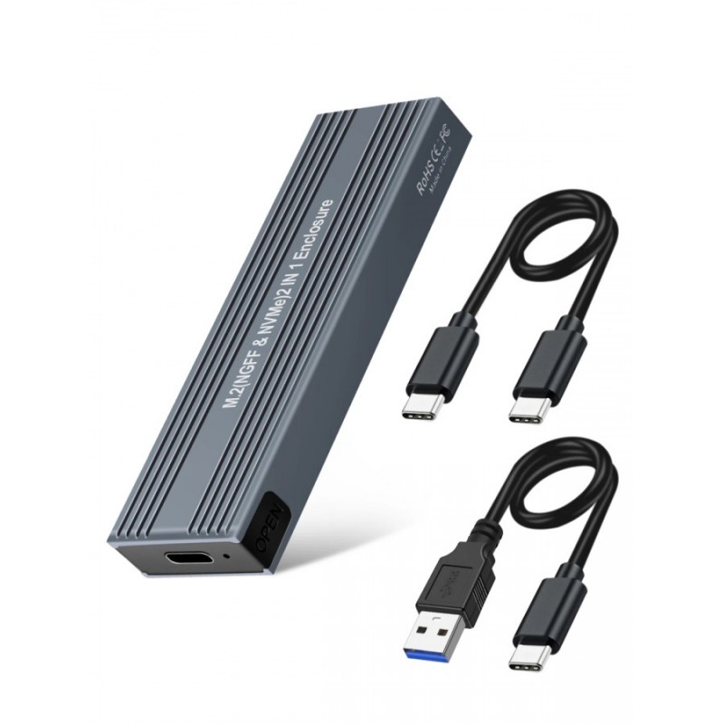 VCom външна кутия за диск Storage Case - M.2 NVMe/SATA/NGFF M/B key - 10Gbps USB3.1 Type-C/A - CU850SN, CU850SN