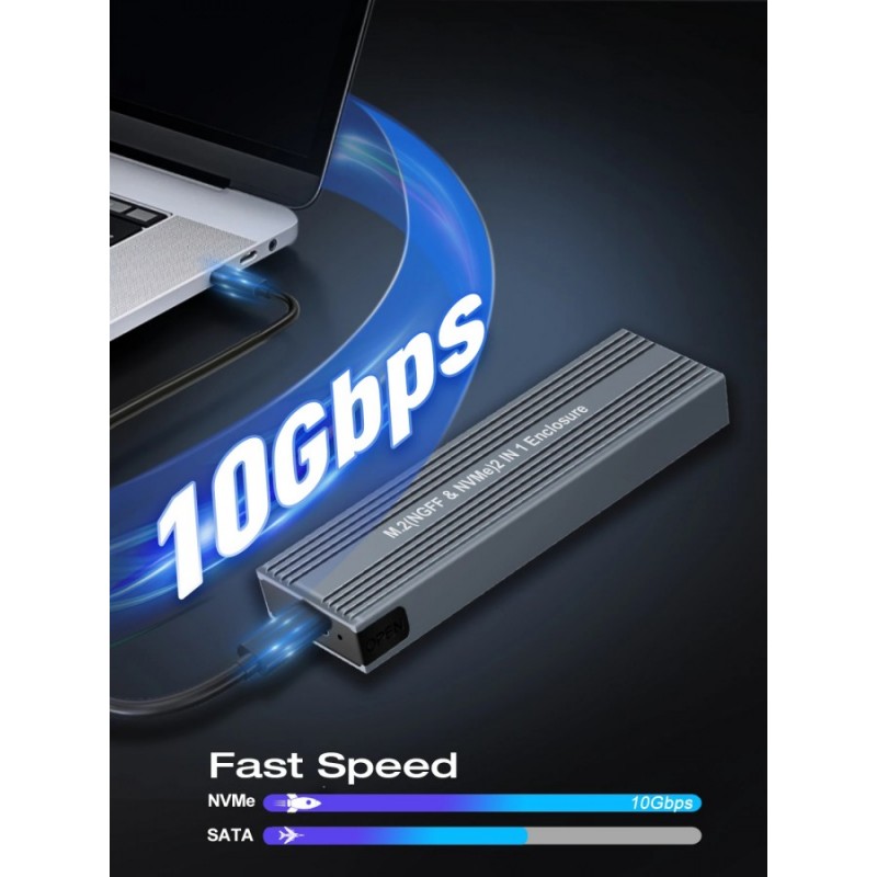 VCom външна кутия за диск Storage Case - M.2 NVMe/SATA/NGFF M/B key - 10Gbps USB3.1 Type-C/A - CU850SN, CU850SN