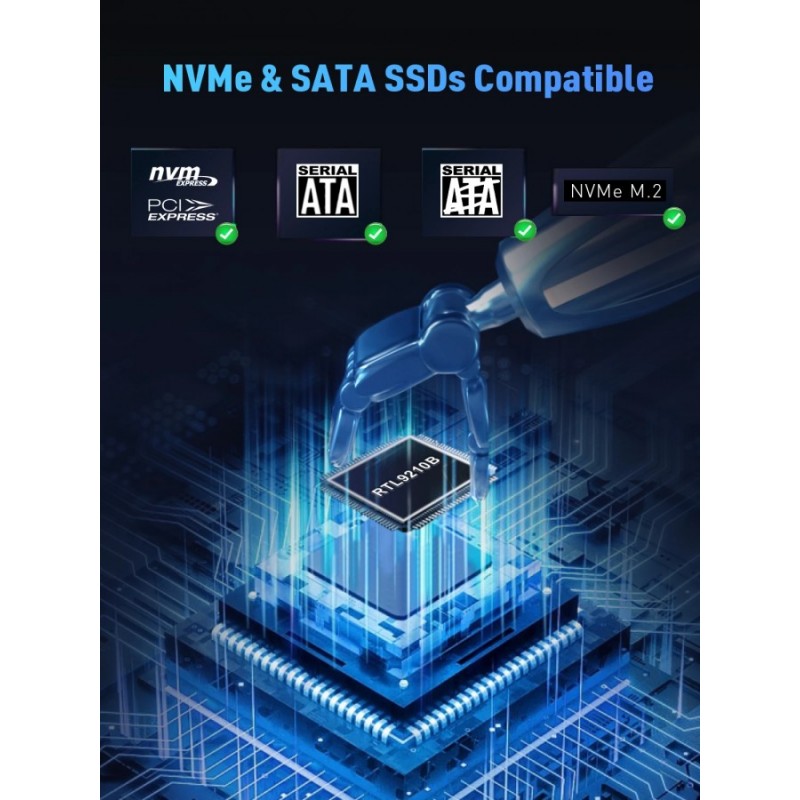 VCom външна кутия за диск Storage Case - M.2 NVMe/SATA/NGFF M/B key - 10Gbps USB3.1 Type-C/A - CU850SN, CU850SN