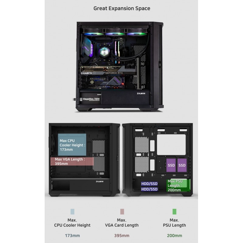 Zalman кутия Case EATX - Z10 DUO - Mesh/Tempered Glass, ZM-Z10-DUO