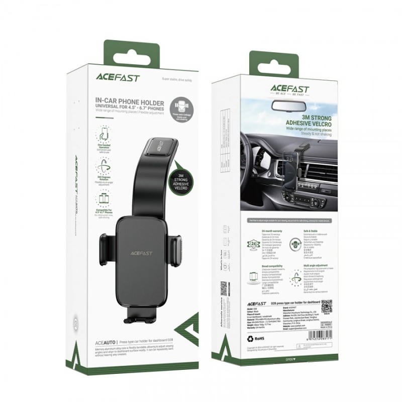 Acefast Стойка за телефон за кола Car phone holder - 360 degree - D28 Black, ACEFAST-D28-BK