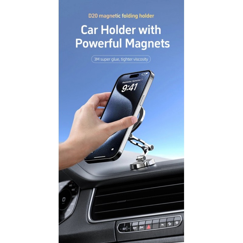 Acefast Стойка за телефон за кола Car phone holder - Metal, Magnetic Ring, 360 deg - D20 - Grey, ACEFAST-D20-GR