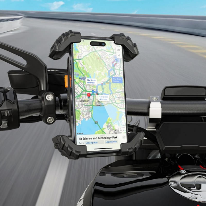 Acefast Стойка за телефон за колело Bicycle phone holder - Anti-skid, Shock-Absorbing - D23 - Black, ACEFAST-D23-BK