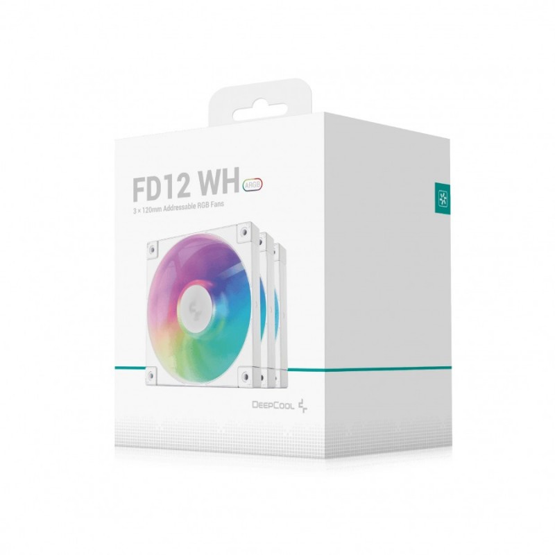 DeepCool Комплект вентилатори Fan Pack 3-in-1 3x120mm - FD12 White, Addressable RGB, R-FD12-WHAPN3-G