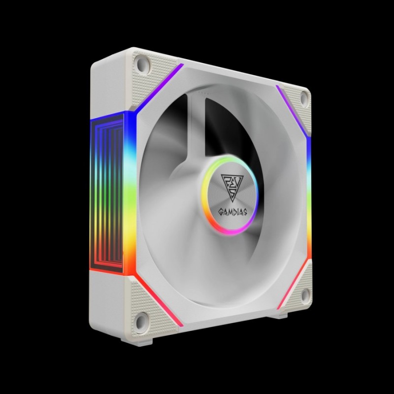 Gamdias Комплект вентилатори Fan Pack 3-in-1 3x120mm - AEOLUS P2-1203 White, Swappable Fan Blades (Reverse Fan Blades