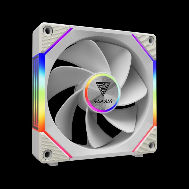 Gamdias Комплект вентилатори Fan Pack 3-in-1 3x120mm - AEOLUS P2-1203 White, Swappable Fan Blades (Reverse Fan Blades