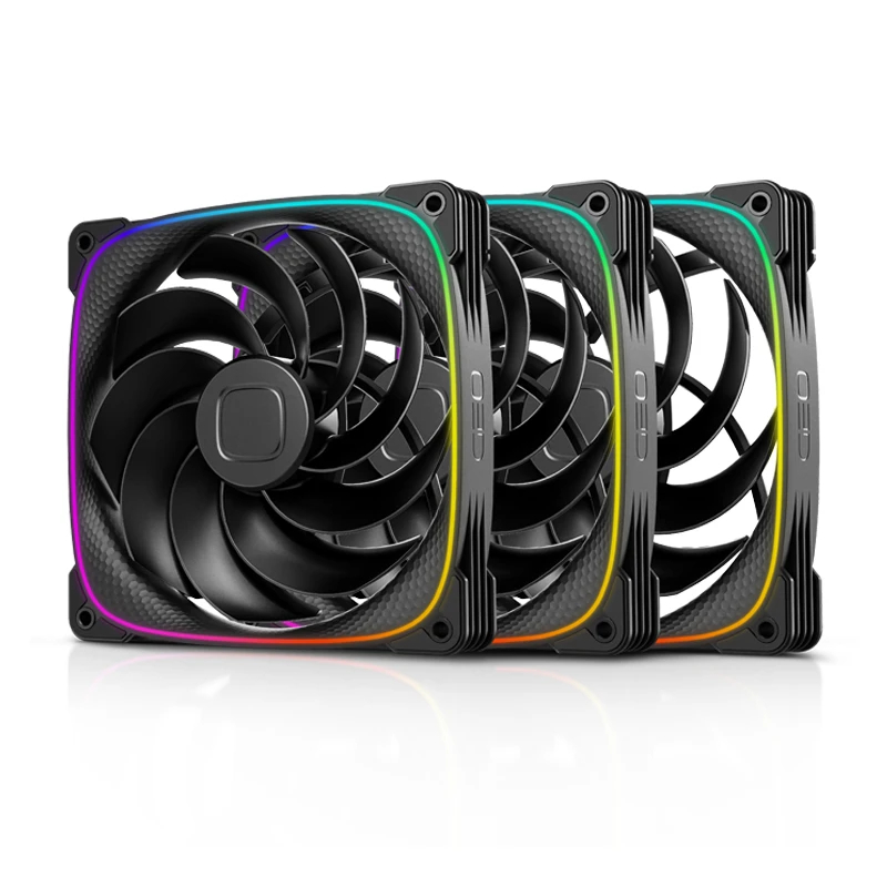 Geometric Future Комплект вентилатори Fan Pack 3-in-1 140 mm, Reversed - Squama 2503RB-14 Black, GEO-2503RB-14