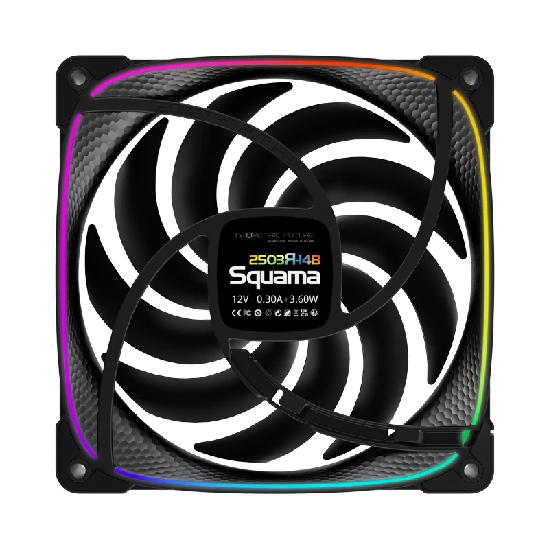 Geometric Future Комплект вентилатори Fan Pack 3-in-1 140 mm, Reversed - Squama 2503RB-14 Black, GEO-2503RB-14