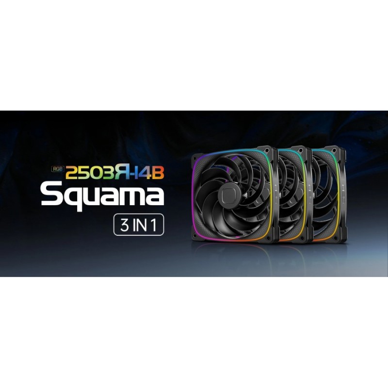 Geometric Future Комплект вентилатори Fan Pack 3-in-1 140 mm, Reversed - Squama 2503RB-14 Black, GEO-2503RB-14