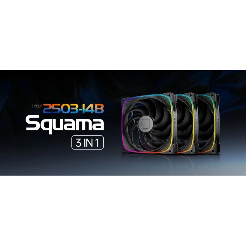 Geometric Future Комплект вентилатори Fan Pack 3-in-1 140 mm - Squama 2503B-14 Black, GEO-2503B-14-PACK