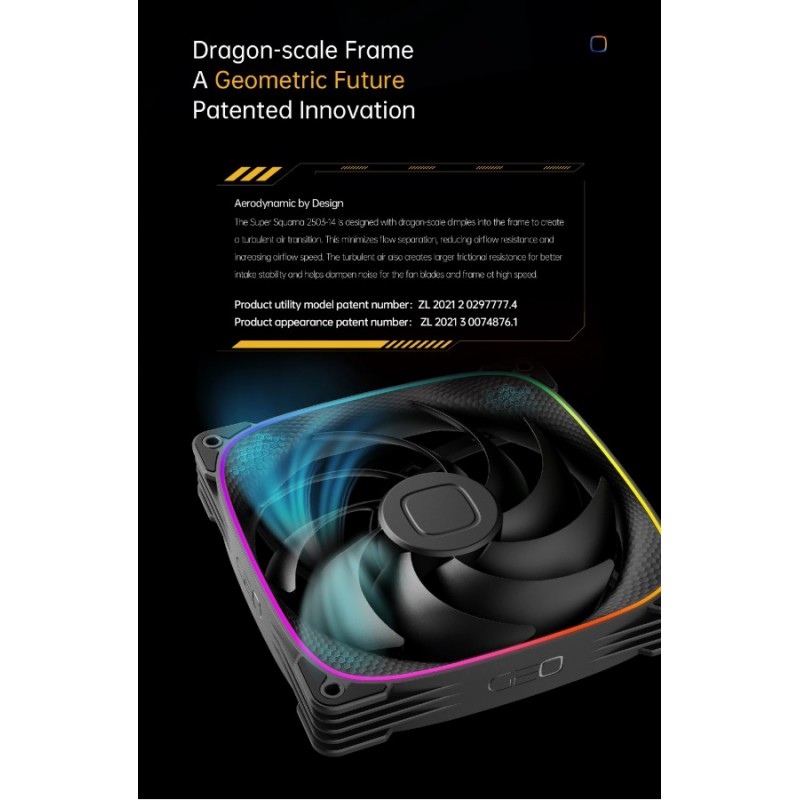 Geometric Future Комплект вентилатори Fan Pack 3-in-1 140 mm - Squama 2503B-14 Black, GEO-2503B-14-PACK