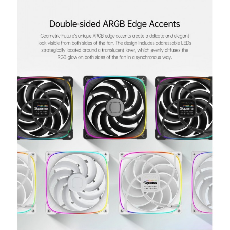 Geometric Future Комплект вентилатори Fan Pack 3-in-1 140 mm - Squama 2503B-14 Black, GEO-2503B-14-PACK