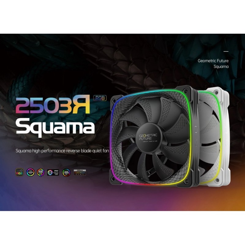 Geometric Future вентилатор Squama 2503R, REVERSE Fan, 120mm, ARGB, White, 1F2503R112011