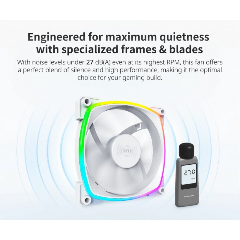 Montech вентилатор AX120 PWM, Fan 120mm, ARGB, White, MONTECH-AX120-PWM-WH