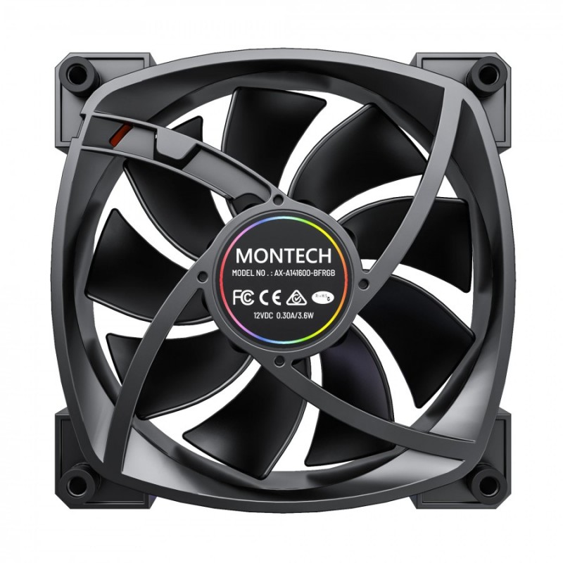 Montech вентилатор AX140 PWM, Fan 140mm, ARGB, Black, MONTECH-AX140-PWM-BK