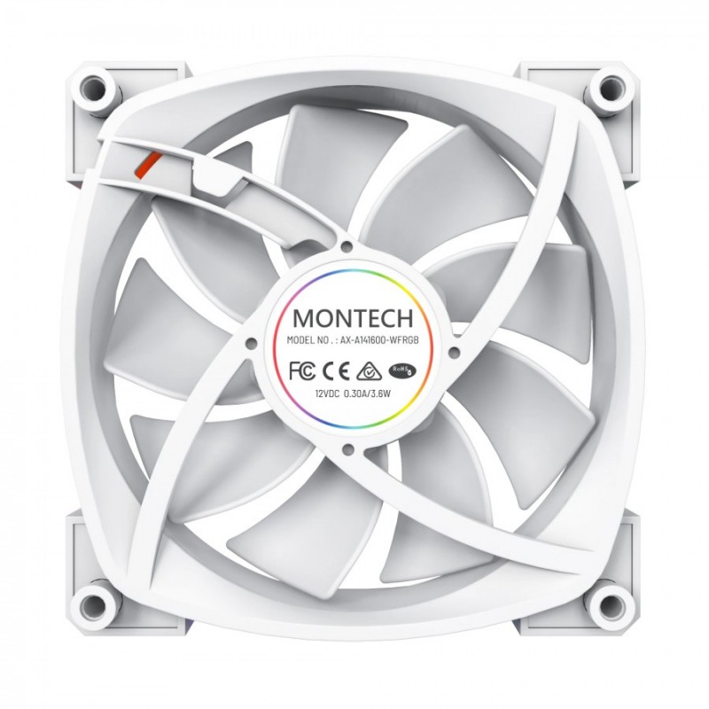 Montech вентилатор AX140 PWM, Fan 140mm, ARGB, White, MONTECH-AX140-PWM-WH
