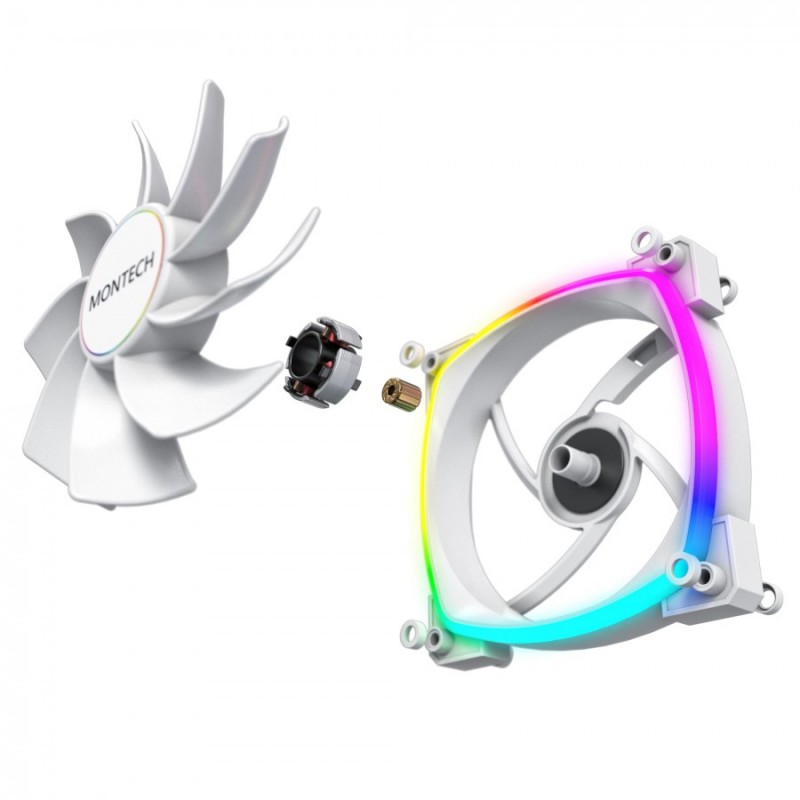 Montech вентилатор RX140 PWM, REVERSE Fan, 140mm, ARGB, White, MONTECH-RX140-PWM-WH