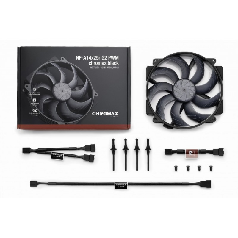 Noctua вентилатор Fan 140mm - NF-A14x25r G2 PWM chromax.black