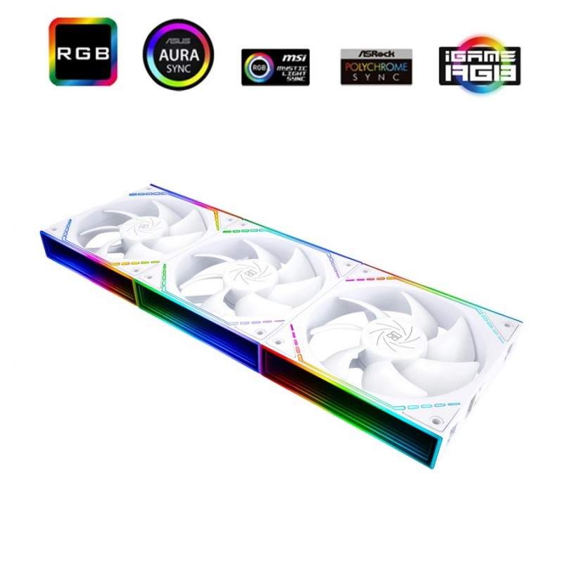 Thermalright Комплект вентилатори Fan Pack 3-in-1 3x120mm - TL-M12QW x 3 - White, Infinity Mirror, Daisy-Chain, A-RGB