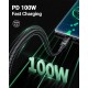 Acefast Кабел USB-C to USB-C Cable 100W 1.2m with LED display - C7-03 - Black, ACEFAST-C7-03-BK
