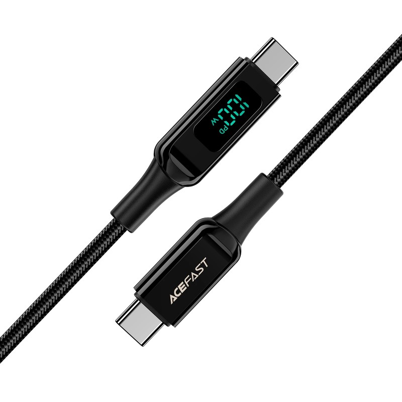 Acefast Кабел USB-C to USB-C Cable 100W 2m with digital display - C6-03 - Black, ACEFAST-C6-03-BK