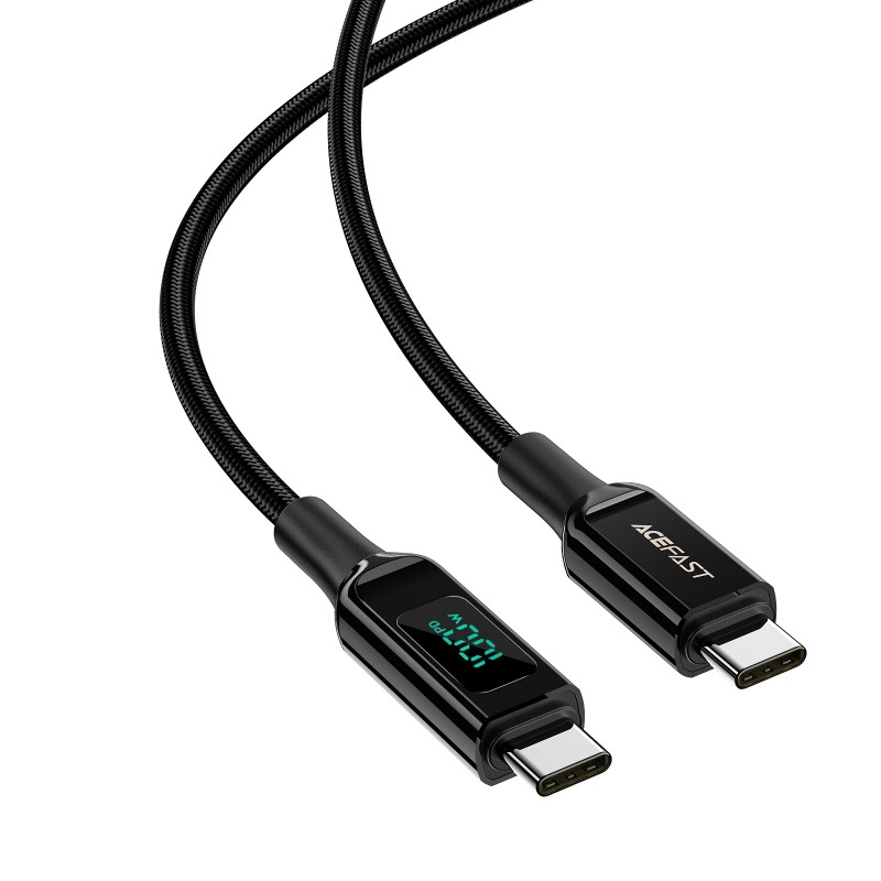 Acefast Кабел USB-C to USB-C Cable 100W 2m with digital display - C6-03 - Black, ACEFAST-C6-03-BK