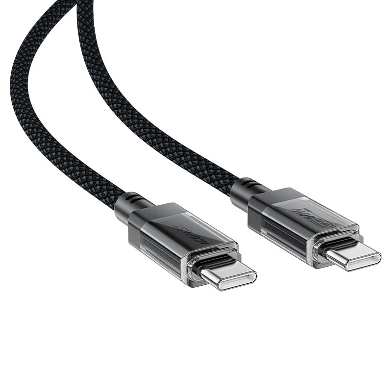 Acefast Кабел USB-C to USB-C Cable 60W Stainless steel in transparent shell 1.2m - C12-03 - Black, ACEFAST-C12-03-BK