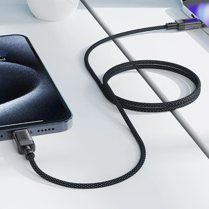 Acefast Кабел USB-C to USB-C Cable 60W Stainless steel in transparent shell 1.2m - C12-03 - Black, ACEFAST-C12-03-BK
