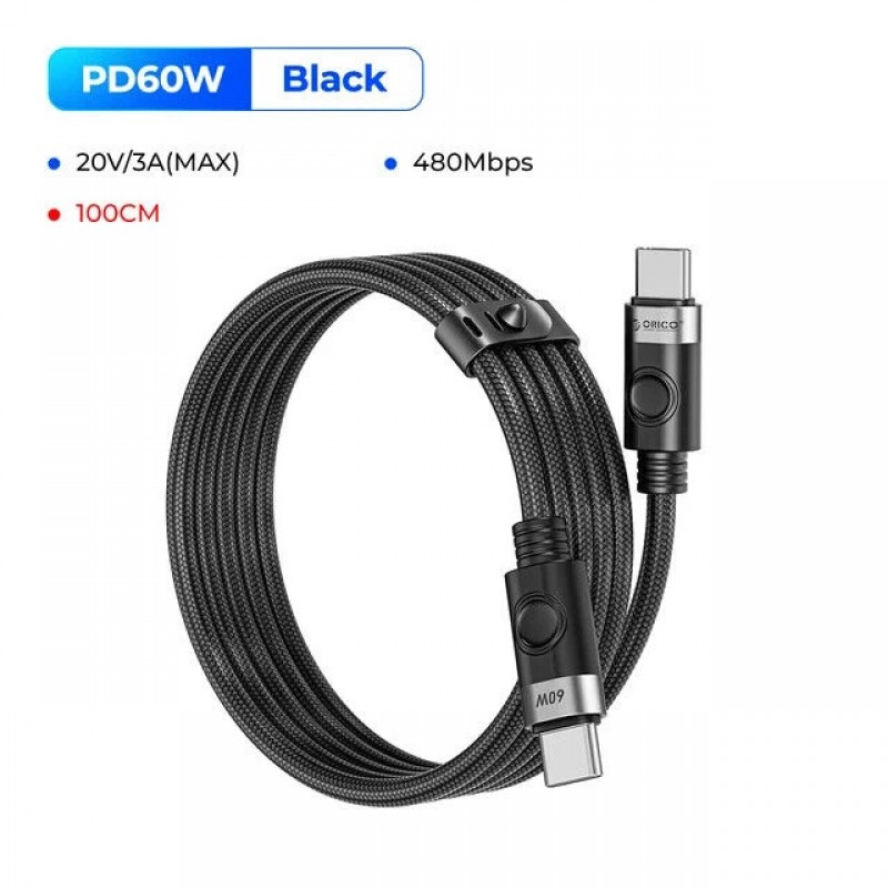 Orico кабел Cable USB C-to-C PD 100W Charging 1.0m White - CDX-100CC-WH, CDX-100CC-WH-BP