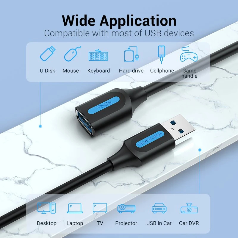 Vention Кабел USB 3.0  Extension AM / AF - 3.0M Black - CBHBG, CBHBI