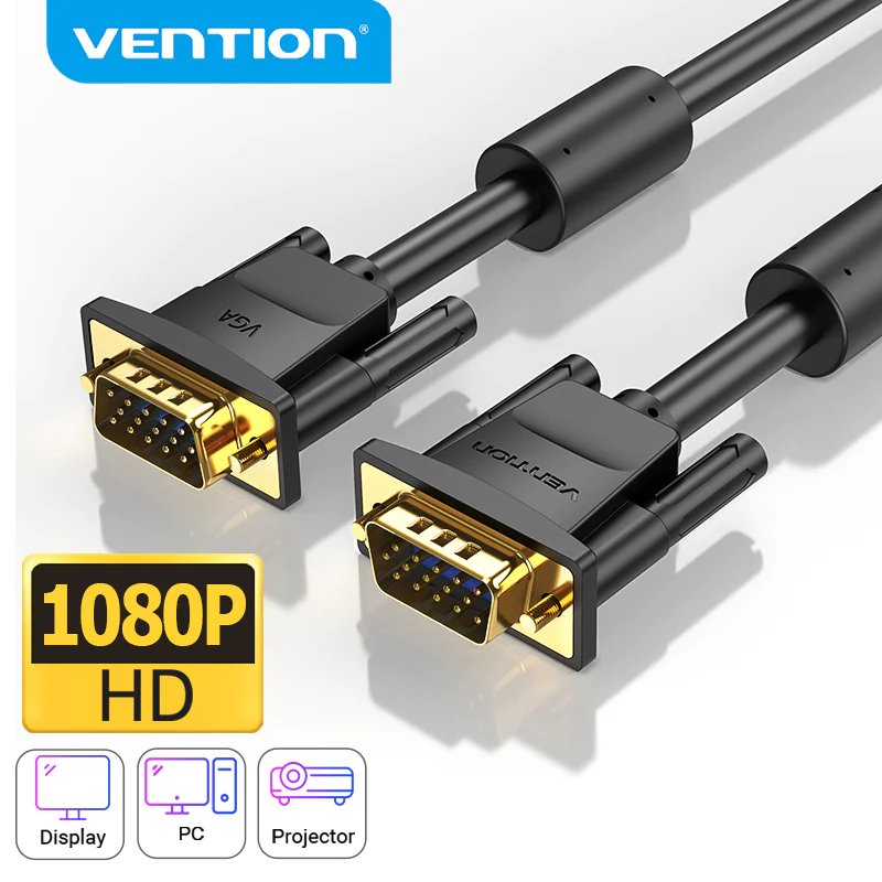 Vention Кабел за монитор VGA HD15 M / M 1.5m Gold Plated, 2 Ferrites - DAEBG, DAEBG