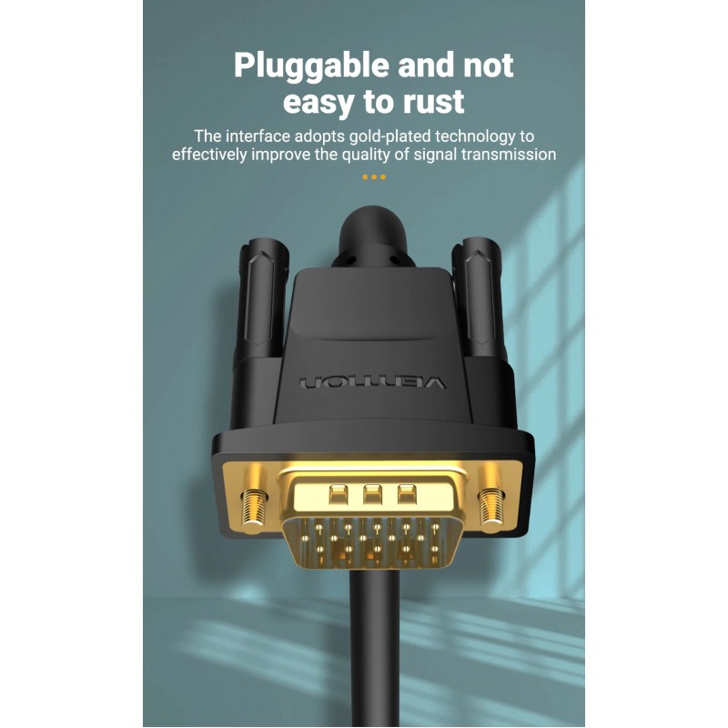Vention Кабел за монитор VGA HD15 M / M 1.5m Gold Plated, 2 Ferrites - DAEBG, DAEBG
