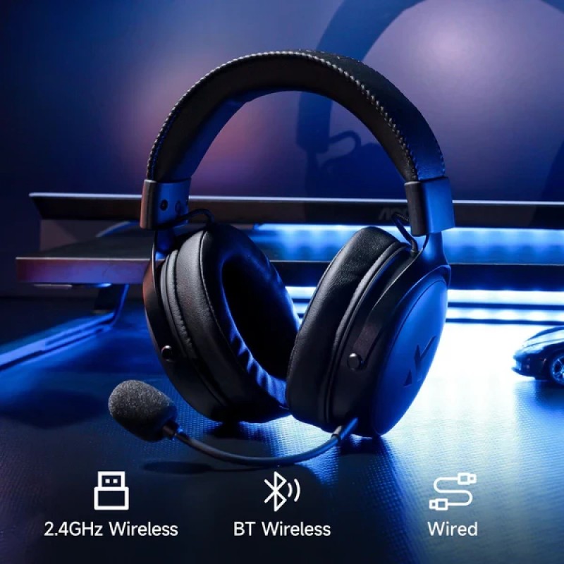 MCHOSE безжични геймърски слушалки Wireless Gaming Headphones - V9 Pro Steel Black - Bluetooth , 2.4G