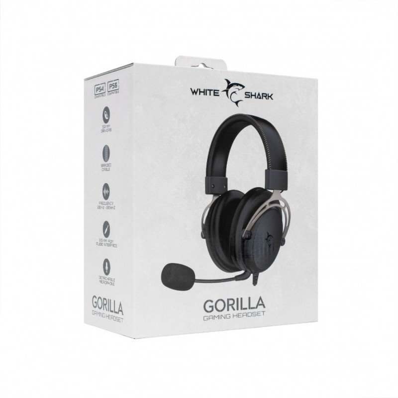White Shark геймърски слушалки Gaming Headphones GORILLA BLACK/GREY - 53mm, Stereo 2.0