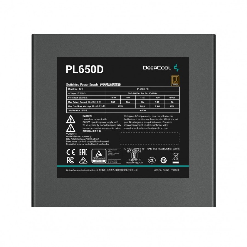 DeepCool захранване PSU ATX 3.0 650W Bronze - PL650-D, R-PL650D-FC0B-EU