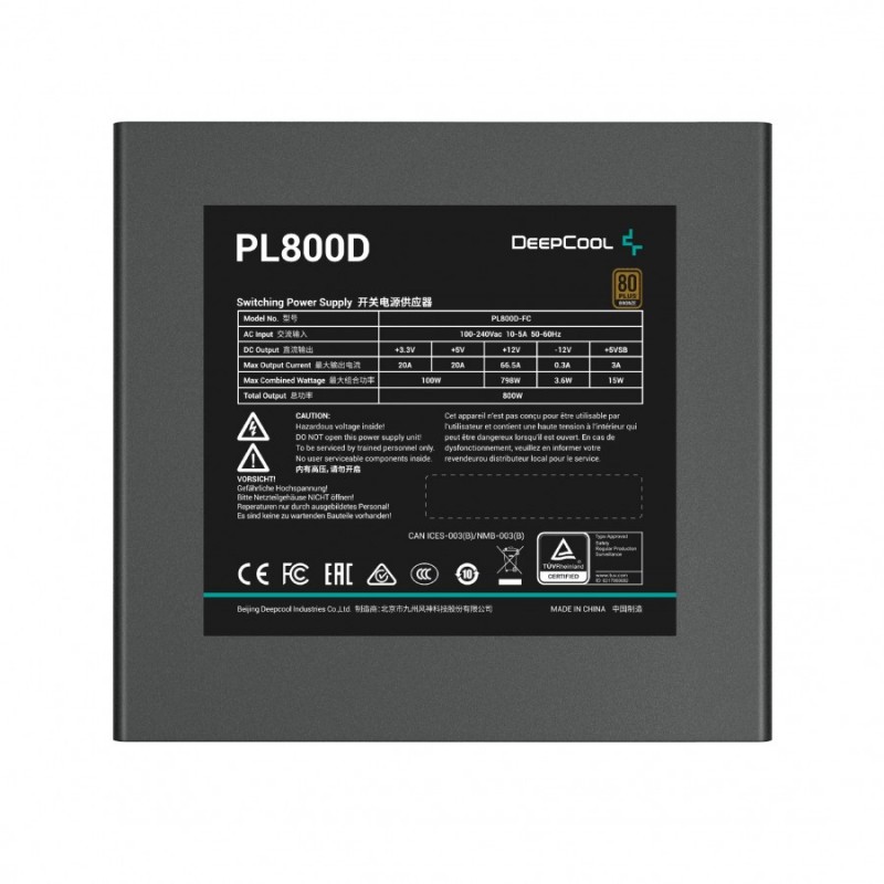 DeepCool захранване PSU ATX 3.0 800W Bronze - PL800-D, R-PL800D-FC0B-EU