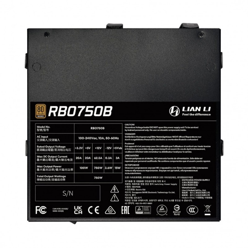 Lian Li захранване PSU ATX 3.1 750W Bronze - RB 750B