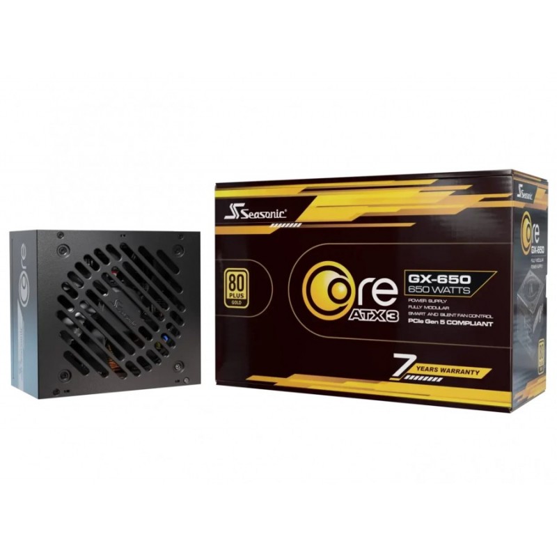 Seasonic захранване PSU ATX 3.1 650W Gold, Full Modular, PCIe 5.1 - CORE GX-650 V2 - SRP-CGX651-A5A32SF, SRP-CGX651-A5A32SF