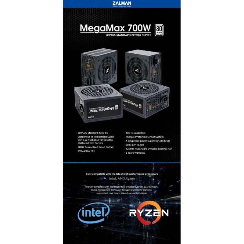 Zalman захранване PSU MegaMax 700W 80+ ZM700-TXII-ZM700-TXII