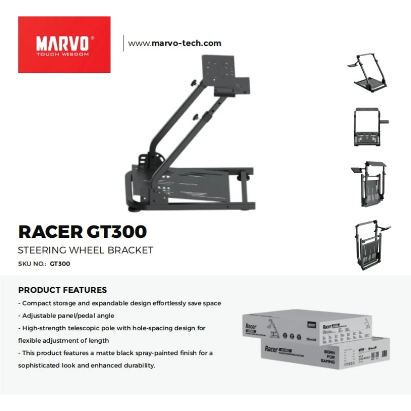 Marvo сгъваема стойка за волан и педали Foldable Racing Simulator Stand - MARVO-GT300